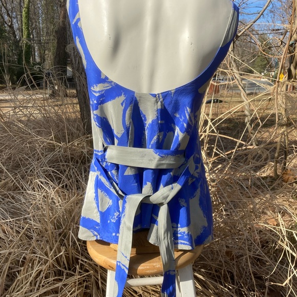 April May Silk Blue & Gray scoop neck & back Peplum tank top XS - Picture 10 of 11